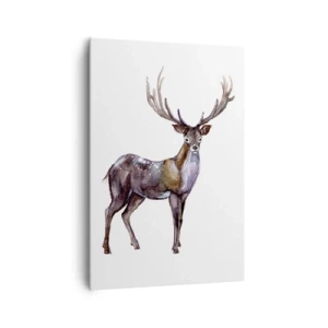 Quadro su tela - Stampe su Tela - Illustrazione ad acquerello di un cervo con maestose corna - 70x100cm - Il re della foresta del nord - Decorazione murale moderna per soggiorno e camera da letto ARTTOR