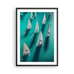 Poster in cornice nera - Regata velica su acque turchesi - 50x70cm - In gara con il vento - Decorazione murale moderna per soggiorno e camera da letto ARTTOR