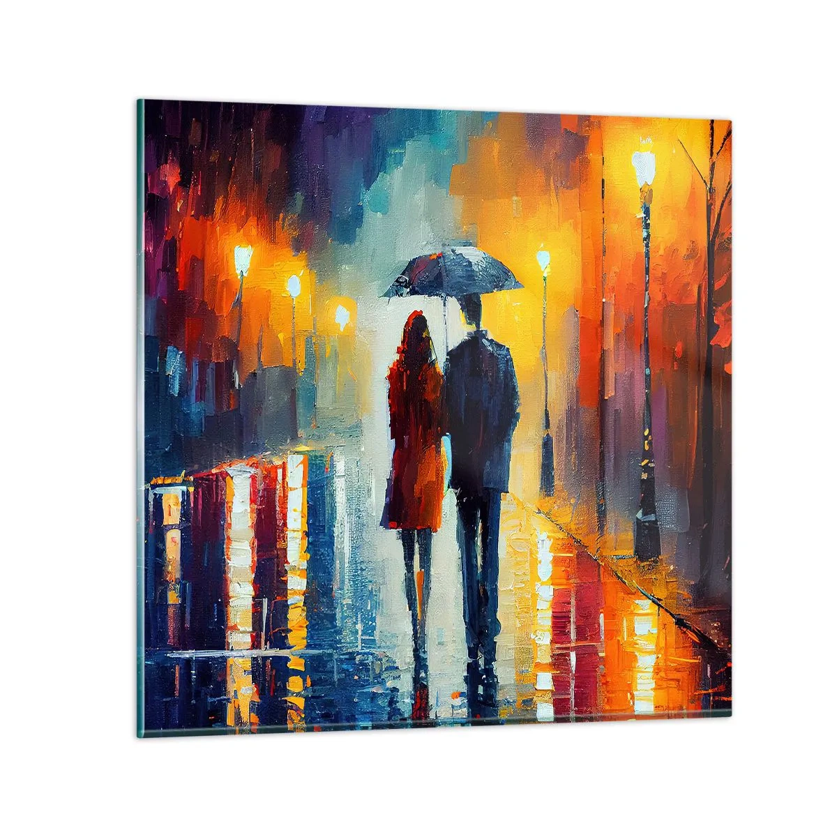 Quadro su vetro - Insieme la notte è colorata - 30x30 cm