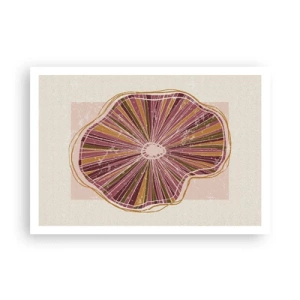 Poster - Motivo astratto a fette di albero in tonalità rosa - 100x70cm - Astrazione raggiante - Decorazione murale moderna per soggiorno e camera da letto ARTTOR