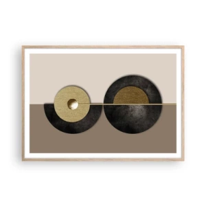 Poster in cornice rovere chiaro - Variazioni attorno al cerchio - 100x70 cm