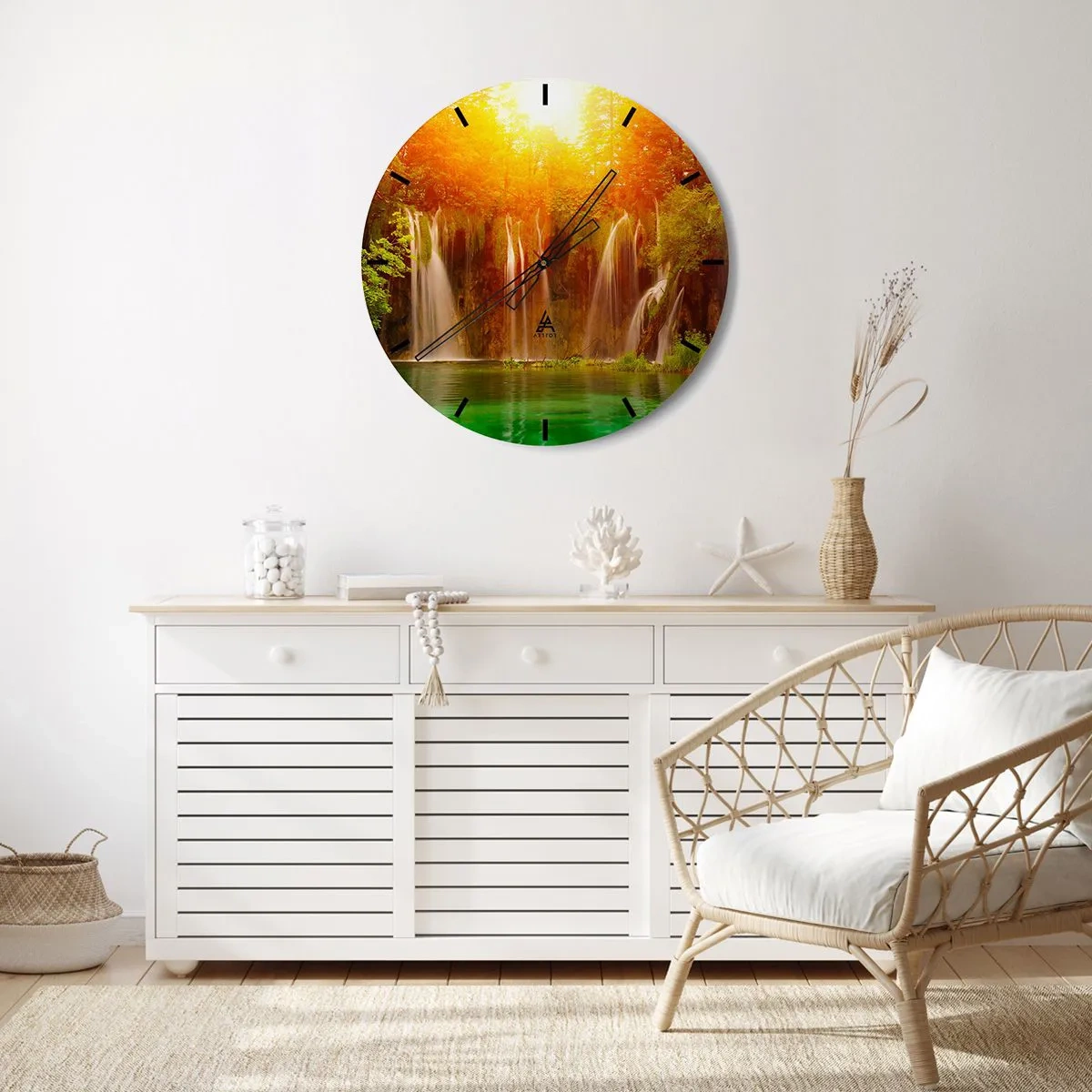 Orologio da parete - Orologio in Vetro - Al sole e all'ombra - 40x40 cm