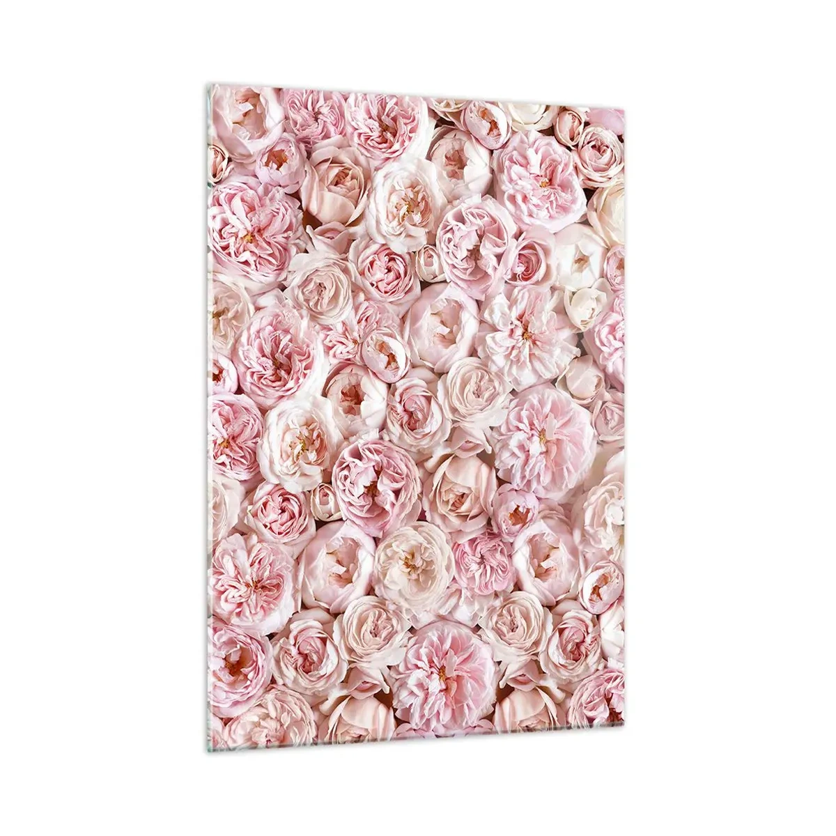 Quadro su vetro - Rose pastello in una fitta composizione floreale - 50x70cm - Coperto di rose - Decorazione murale moderna per soggiorno e camera da letto ARTTOR