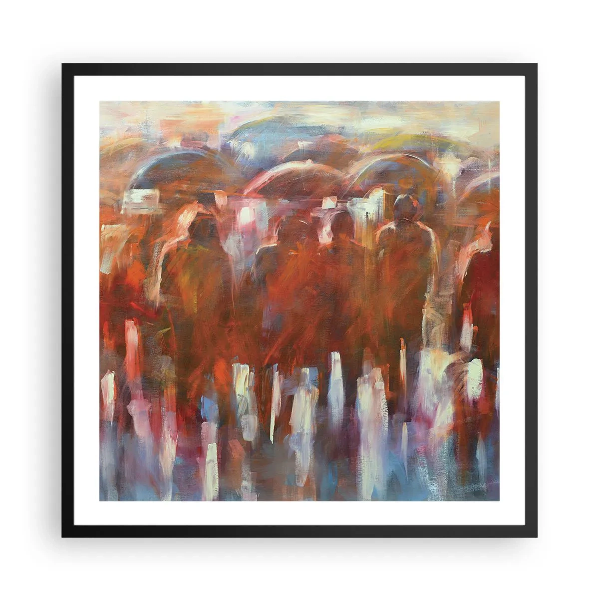 Poster in cornice nera - Uguali nella pioggia e nella nebbia - 60x60 cm
