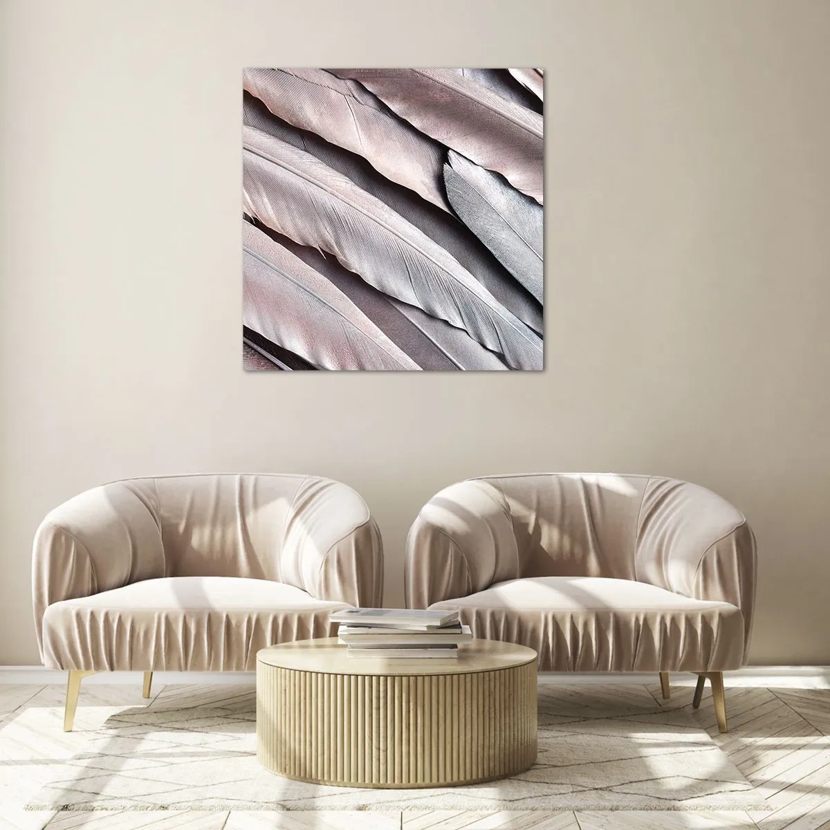 Quadro su vetro - Argento rosato - 40x40 cm