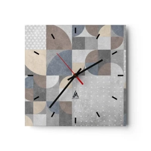 Orologio da parete - Orologio in Vetro - Motivo geometrico in tonalità pastello - 30x30cm - Fantasia di ceramica - Decorazione murale moderna per soggiorno e camera da letto ARTTOR