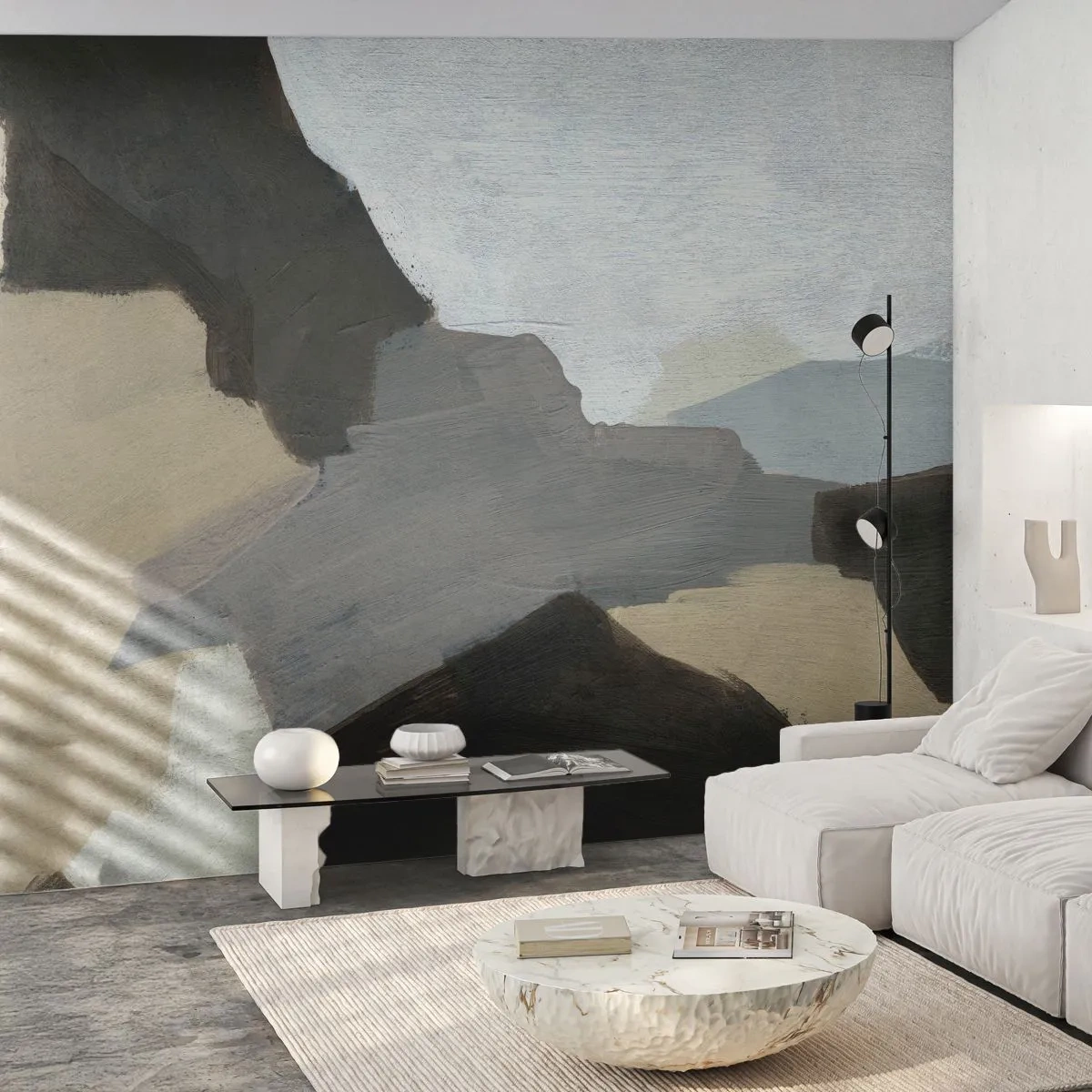 Fotomurale su misura Premium Canvas - Astrazione: il crocevia del grigio - Astrazione, Pezzo, Vernici