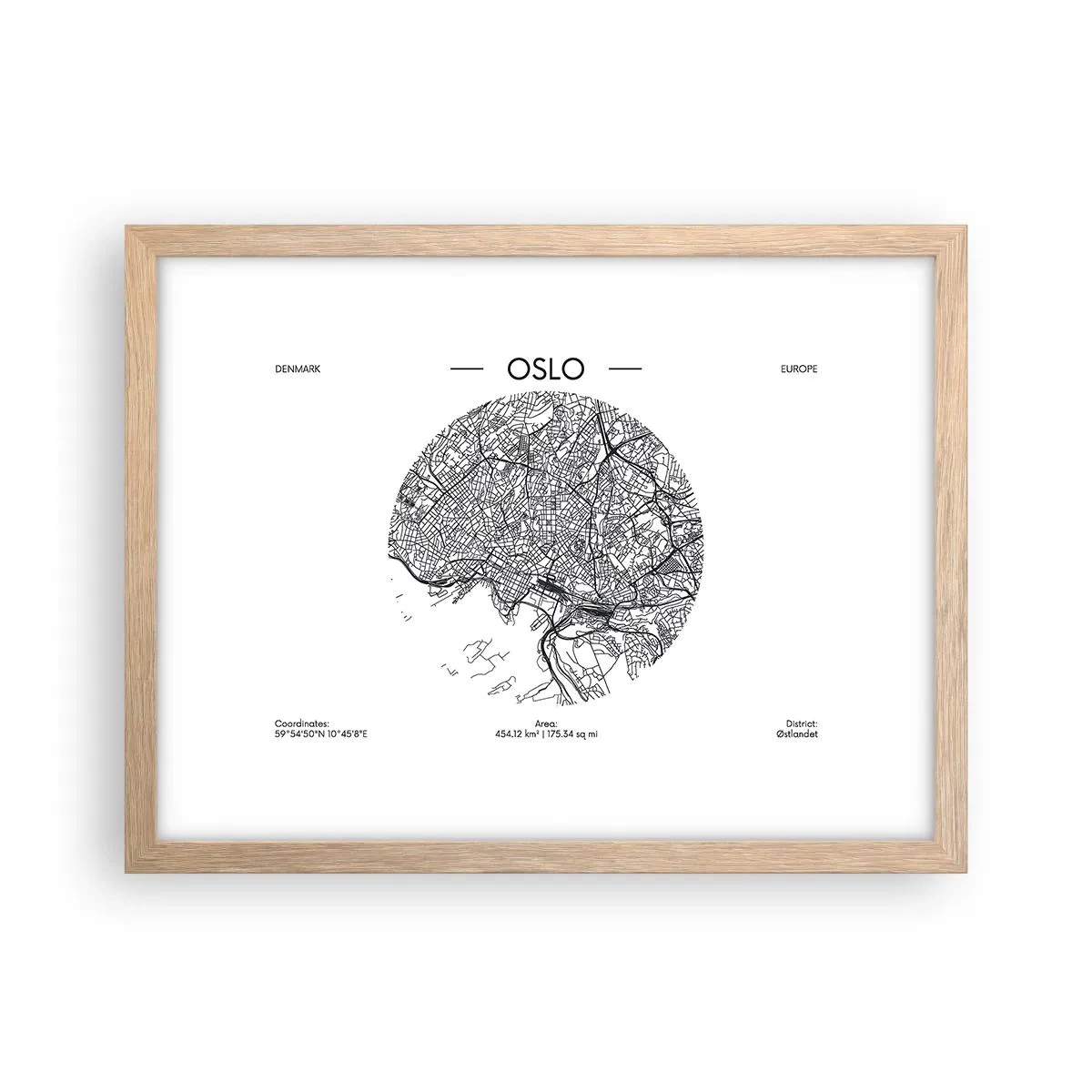 Poster in cornice rovere chiaro - Anatomia di Oslo - 40x30 cm