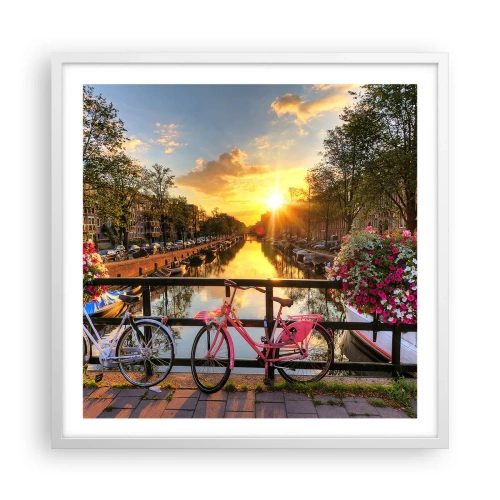 Poster in cornice bianca - Mattino di primavera ad Amsterdam - 60x60 cm