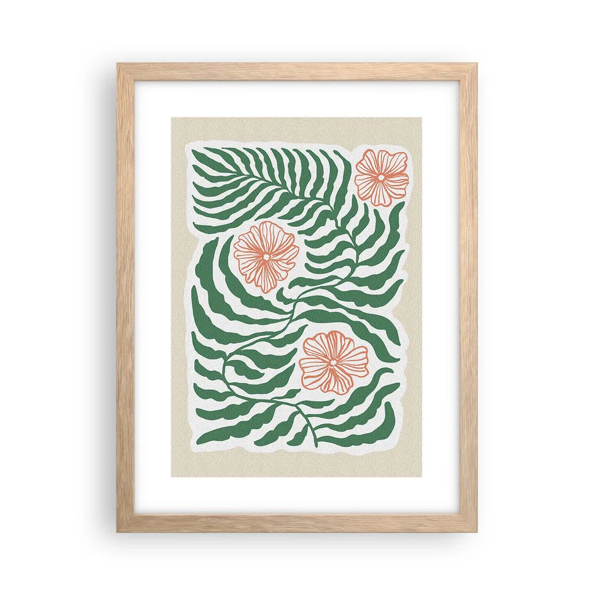 Poster in cornice rovere chiaro - Fioritura nel verde - 30x40 cm