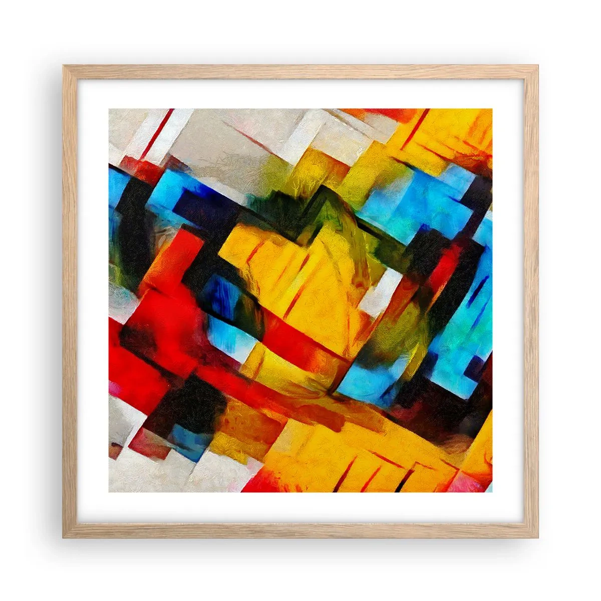 Poster in cornice rovere chiaro - Intreccio multicolore - 50x50 cm