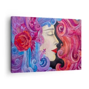 Quadro su tela - Stampe su Tela - Profilo colorato di una donna in stile artistico - 70x50cm - L'Art Nouveau è sempre viva - Decorazione murale moderna per soggiorno e camera da letto ARTTOR