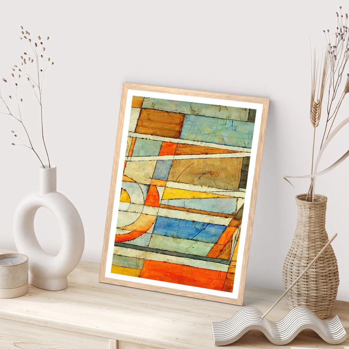 Poster in cornice rovere chiaro - Cubismo in cantiere - 30x40 cm