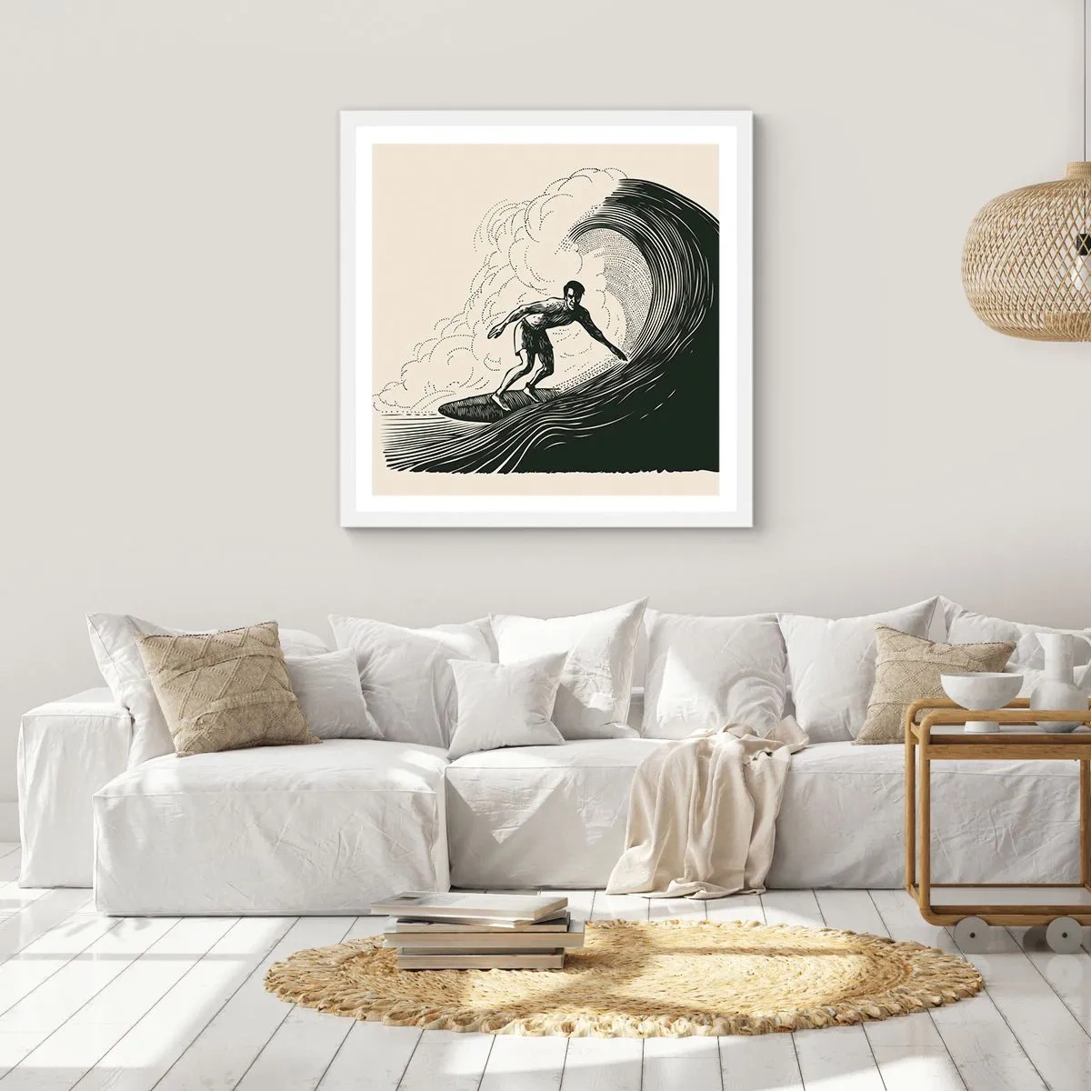 Poster in cornice bianca - Il re delle onde - 30x30 cm