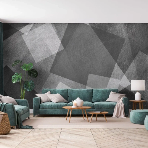 Fotomurali Premium Sand - Forme astratte geometriche in bianco e nero - 100x70cm - Simbolo eterno di ordine e durata - Decorazione murale moderna per soggiorno e camera da letto ARTTOR