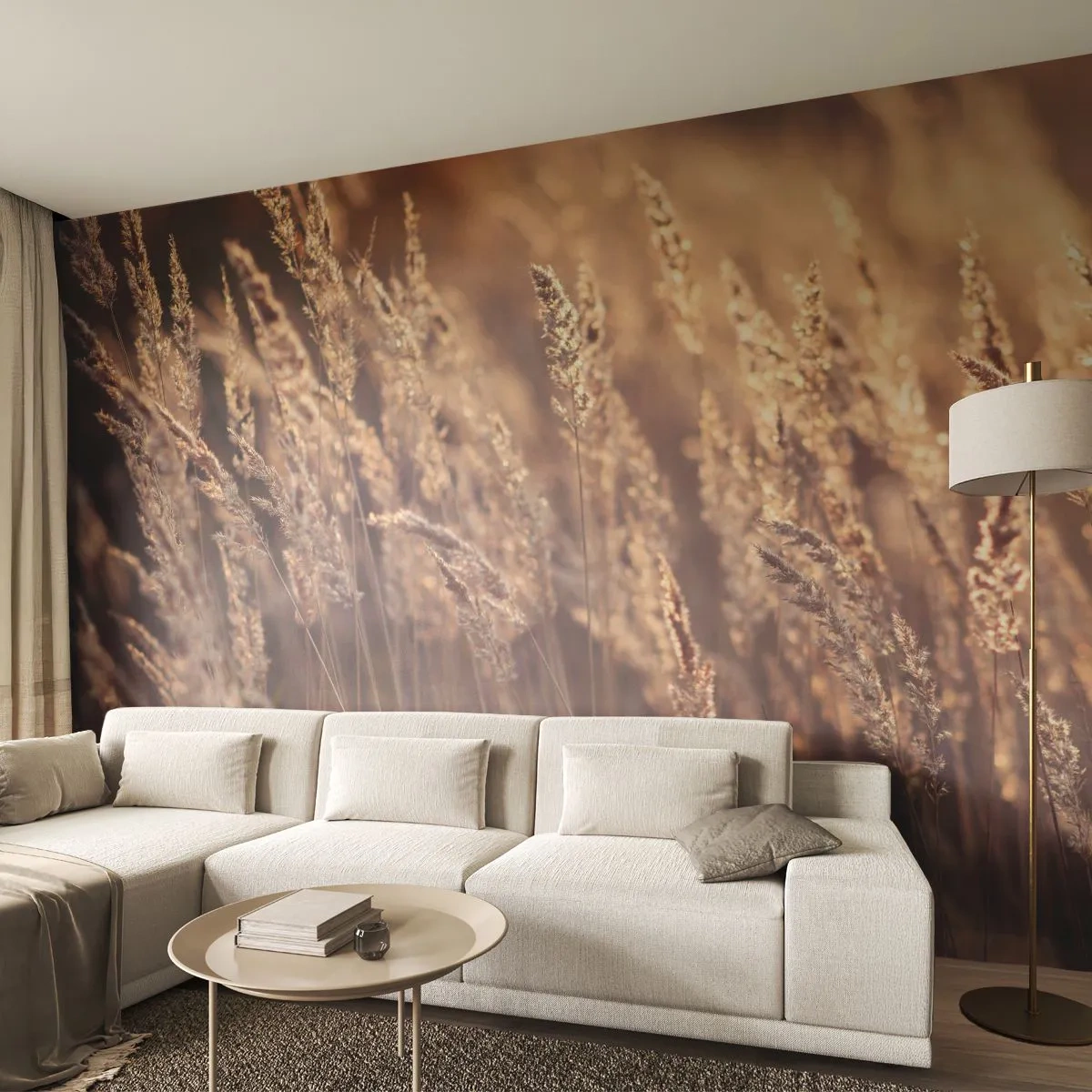 Fotomurali Autoadesivo Deluxe Sticker - Pronti a salutare l'autunno - Paesaggio, Spighe di grano, Prato - 250x175 cm