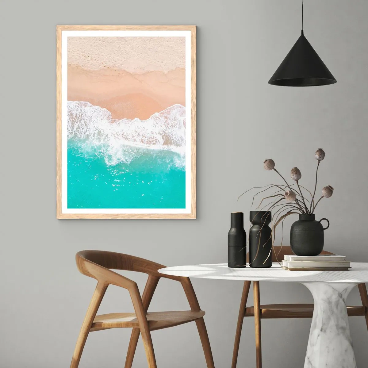 Poster in cornice rovere chiaro - Un tocco carezzevole - 70x100 cm