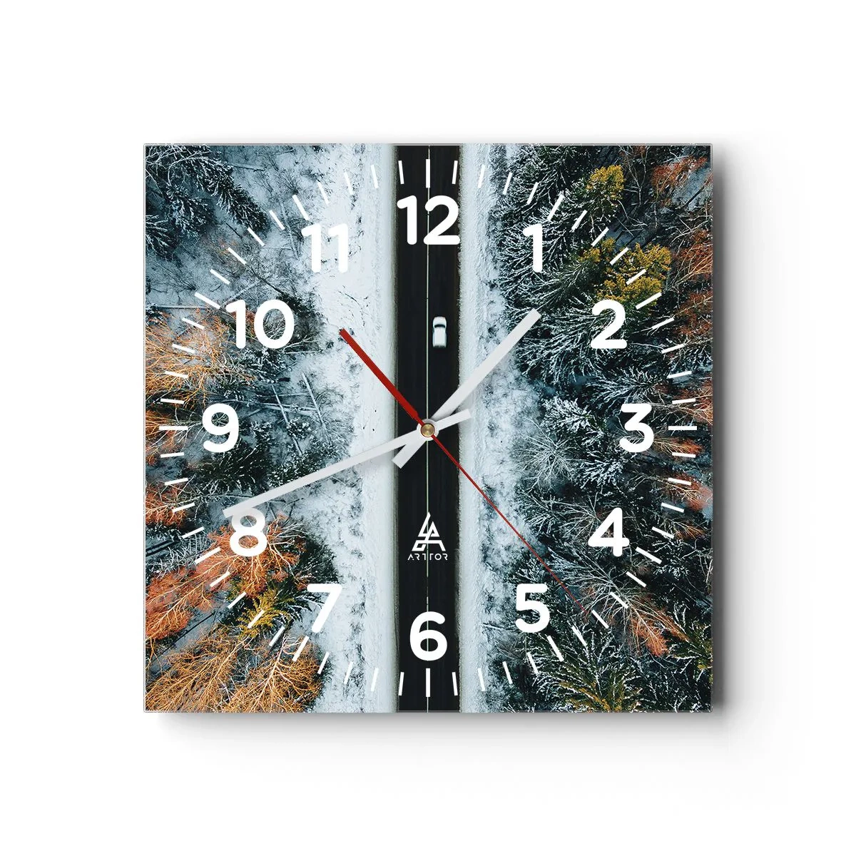 Orologio da parete - Orologio in Vetro - Tagliando la foresta invernale - 40x40 cm