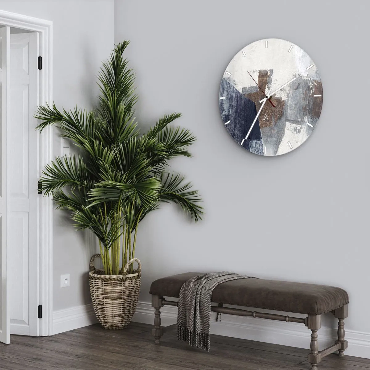 Orologio da parete - Orologio in Vetro - Forme blu e marroni - 30x30 cm