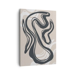 Quadro su tela - Stampe su Tela - Linee astratte in tonalità scure su uno sfondo beige - 50x70cm - Espressione moltiplicata - Decorazione murale moderna per soggiorno e camera da letto ARTTOR