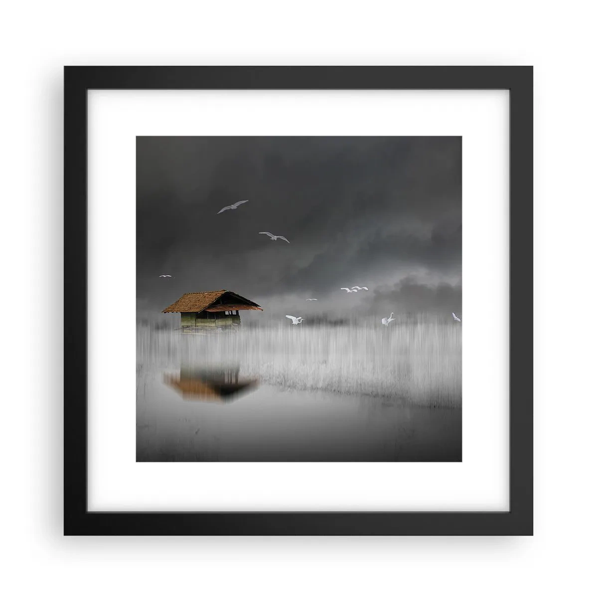 Poster in cornice nera - Riparo dalla pioggia - 30x30 cm