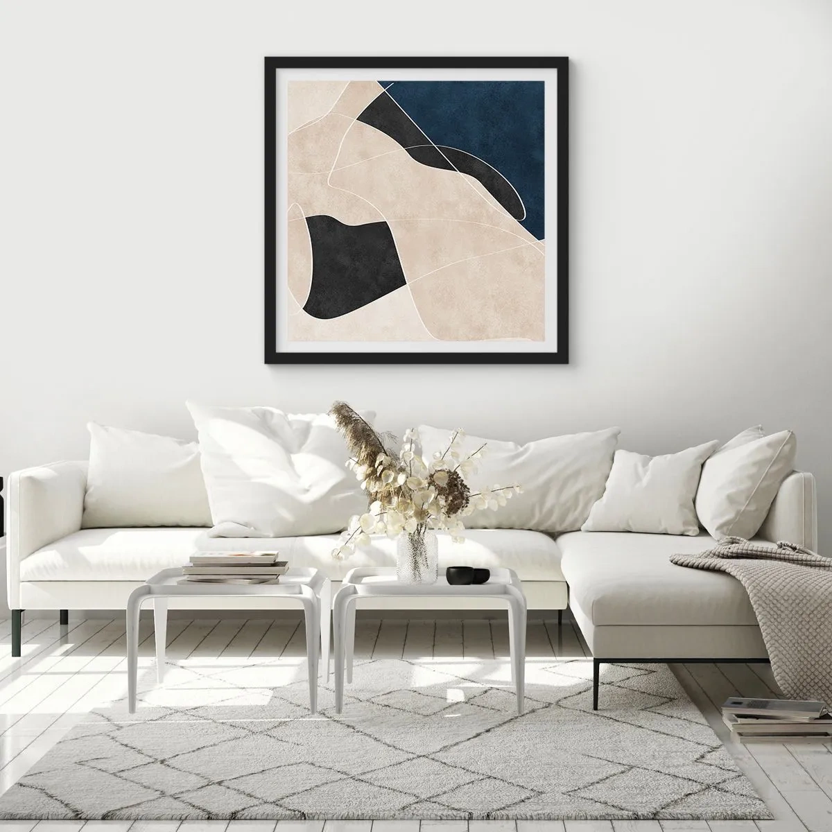 Poster in cornice nera - Composizione astratta: il contrasto dei colori - 60x60 cm