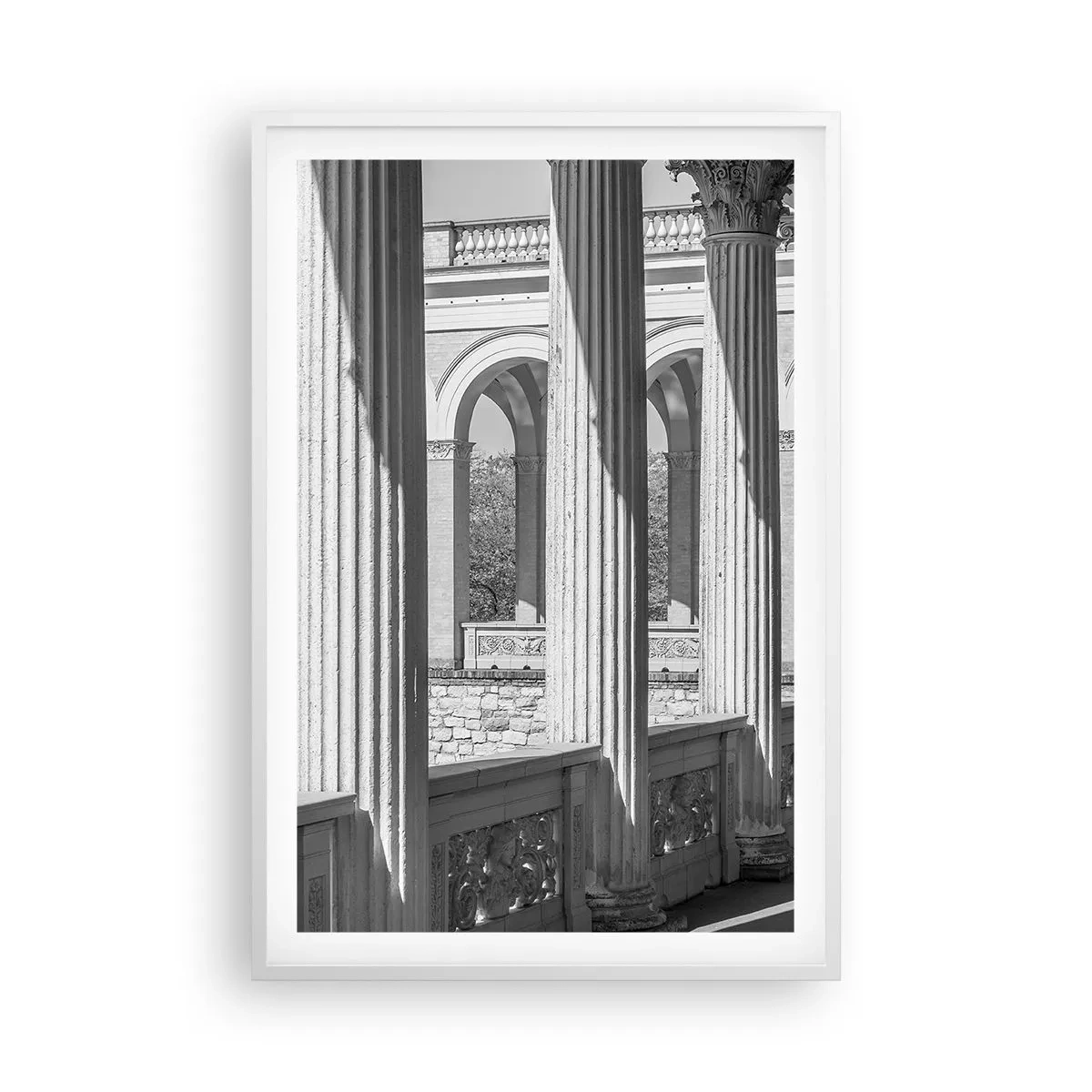Poster in cornice bianca - Portico soleggiato - 61x91 cm