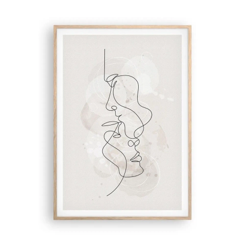 Poster in cornice rovere chiaro - Intrecciati in un abbraccio - 70x100 cm