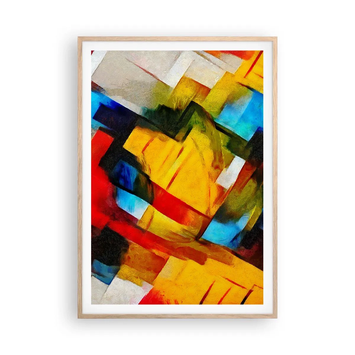 Poster in cornice rovere chiaro - Intreccio multicolore - 70x100 cm