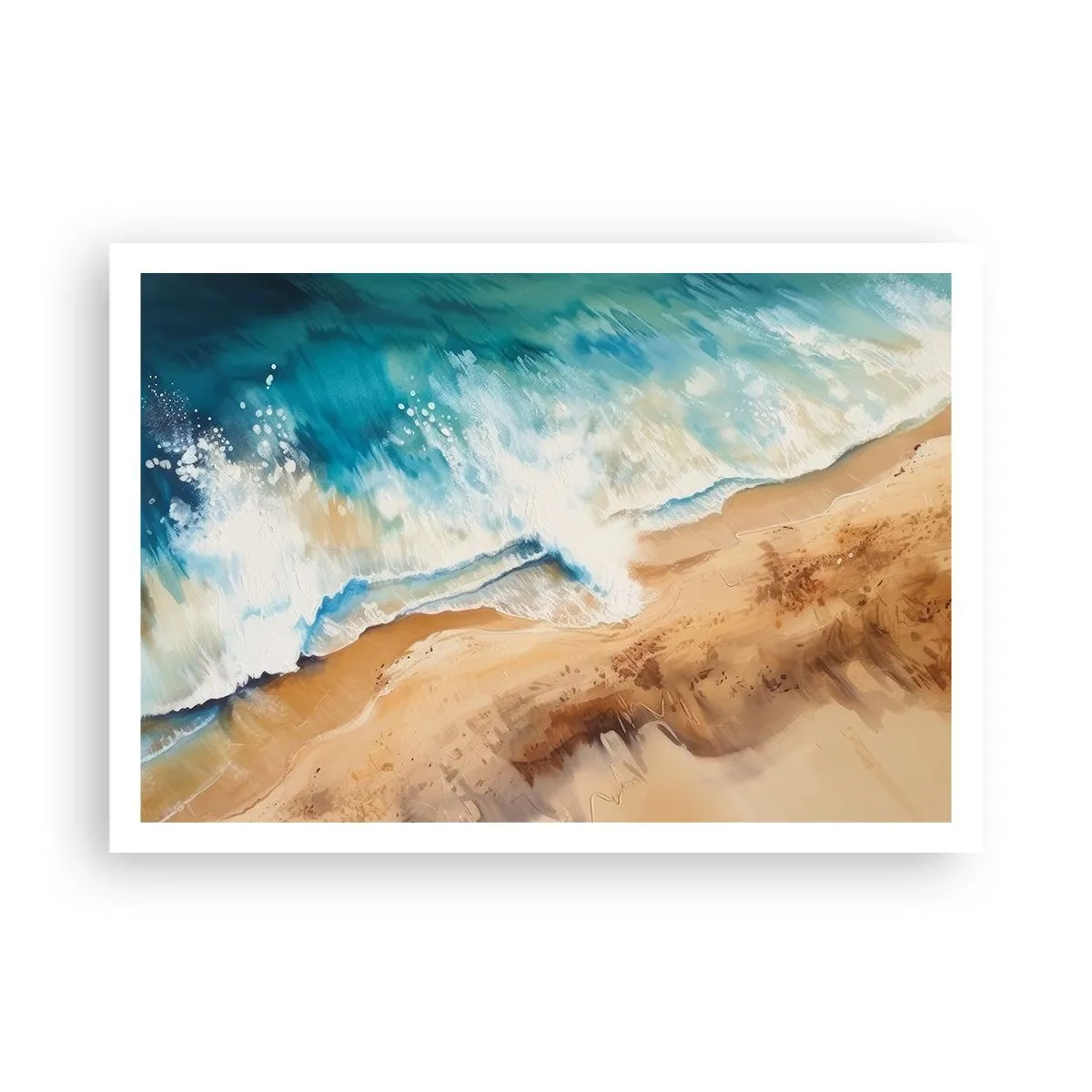Poster - Un'onda del mare che si infrange contro la riva sabbiosa - 100x70cm - L'onda che ritorna - Decorazione murale moderna per soggiorno e camera da letto ARTTOR