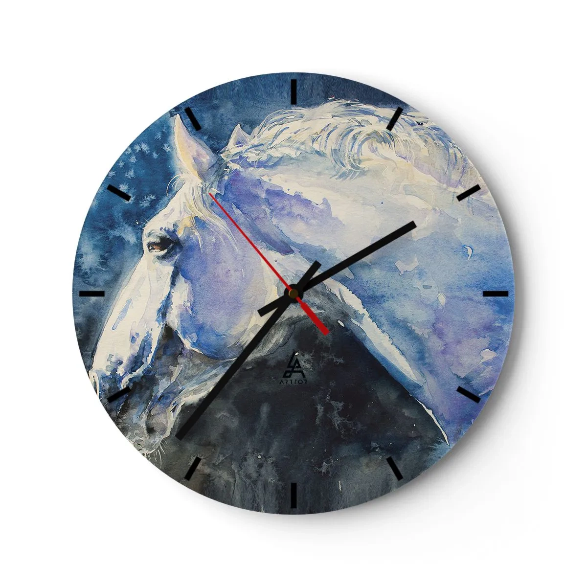 Orologio da parete - Orologio in Vetro - Ritratto in luce blu - 40x40 cm