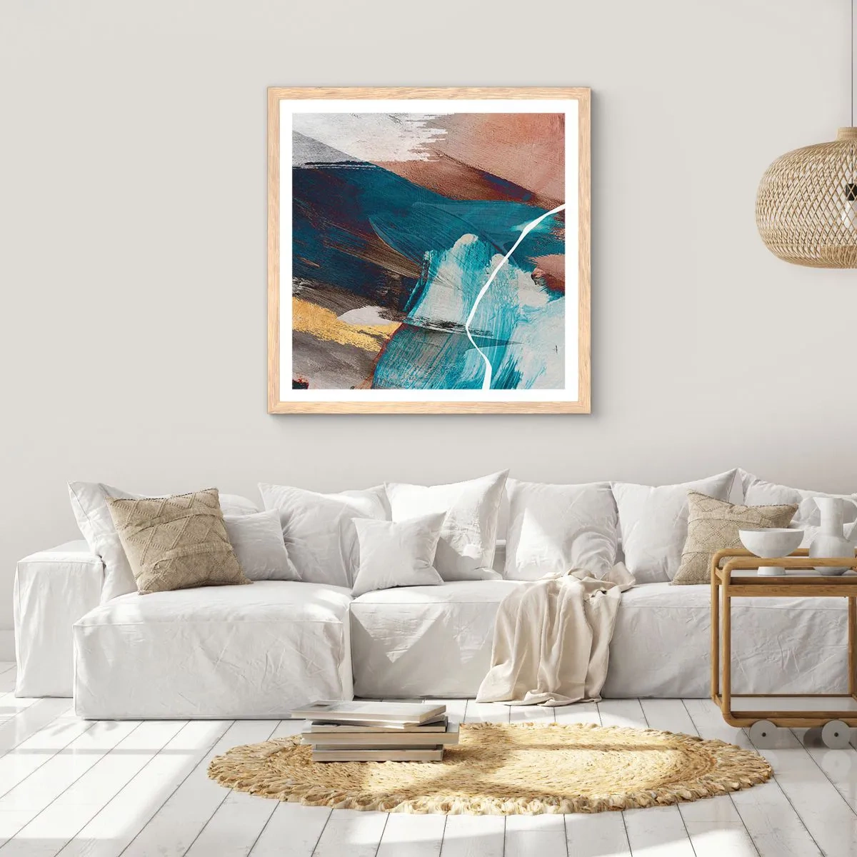 Poster in cornice rovere chiaro - Con forza ed energia - 50x50 cm