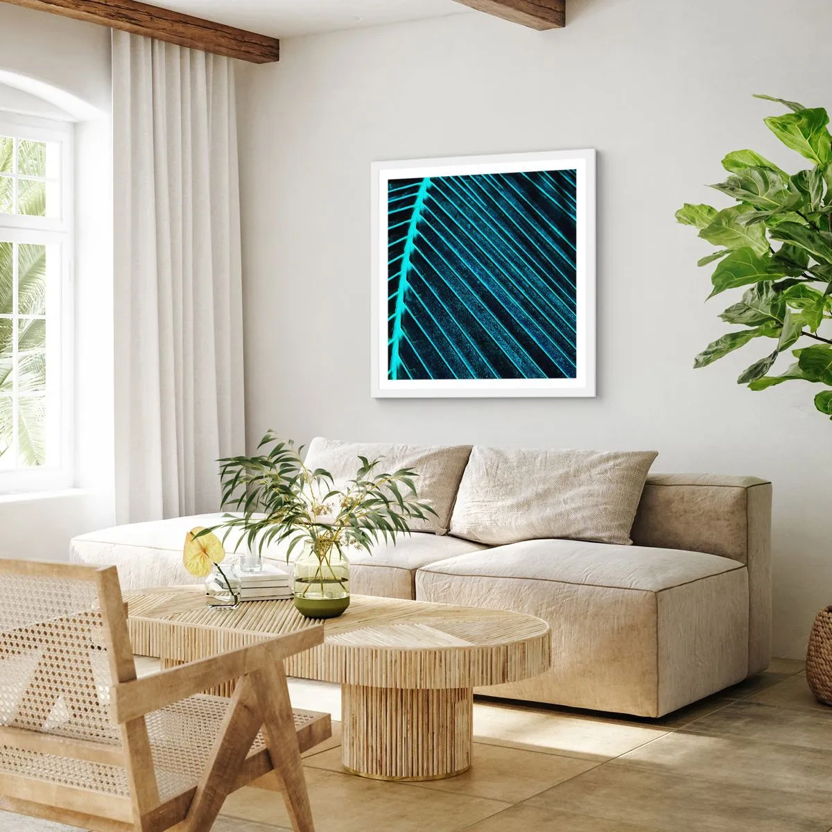 Poster in cornice bianca - La struttura del verde - 60x60 cm