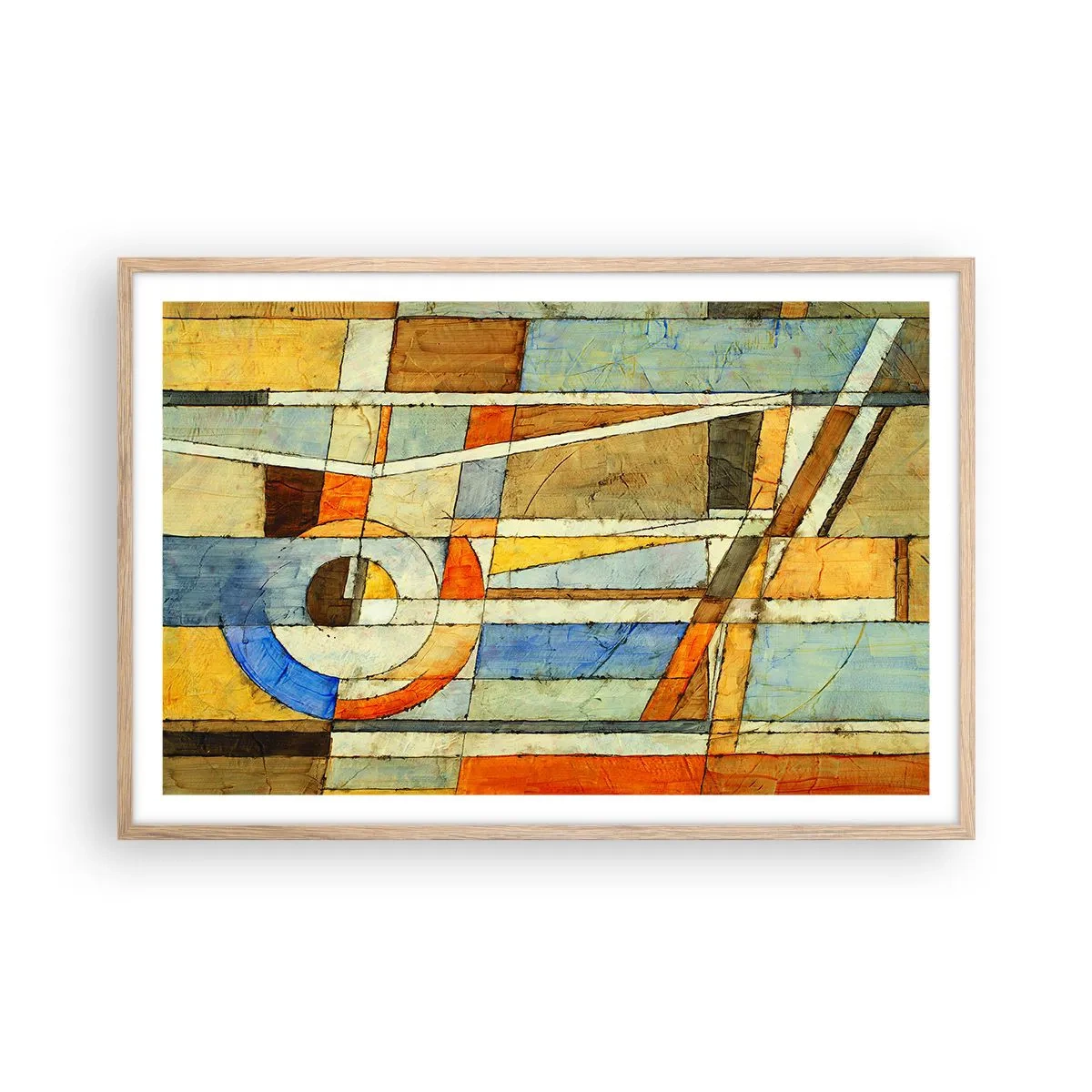 Poster in cornice rovere chiaro - Cubismo in cantiere - 91x61 cm