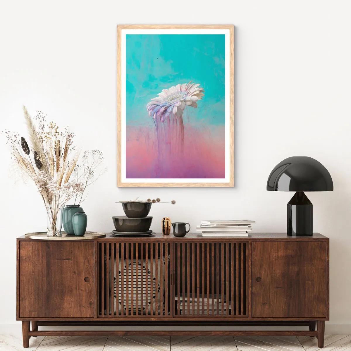 Poster in cornice rovere chiaro - L'aldilà dei fiori - 40x50 cm