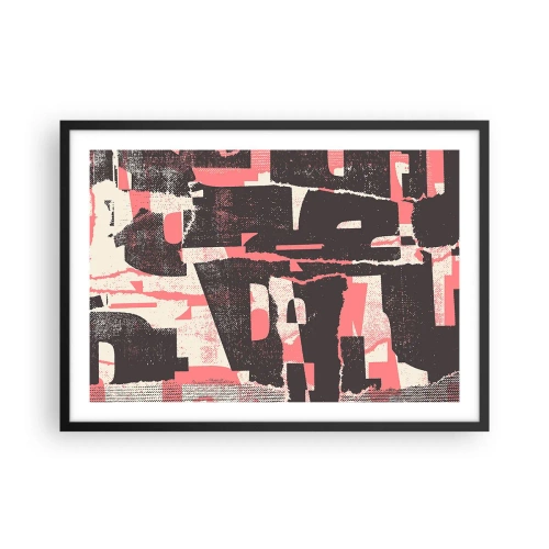Poster in cornice nera - Una composizione astratta nei toni del rosa e del marrone. - 70x50cm - Tutto il rumore - Decorazione murale moderna per soggiorno e camera da letto ARTTOR