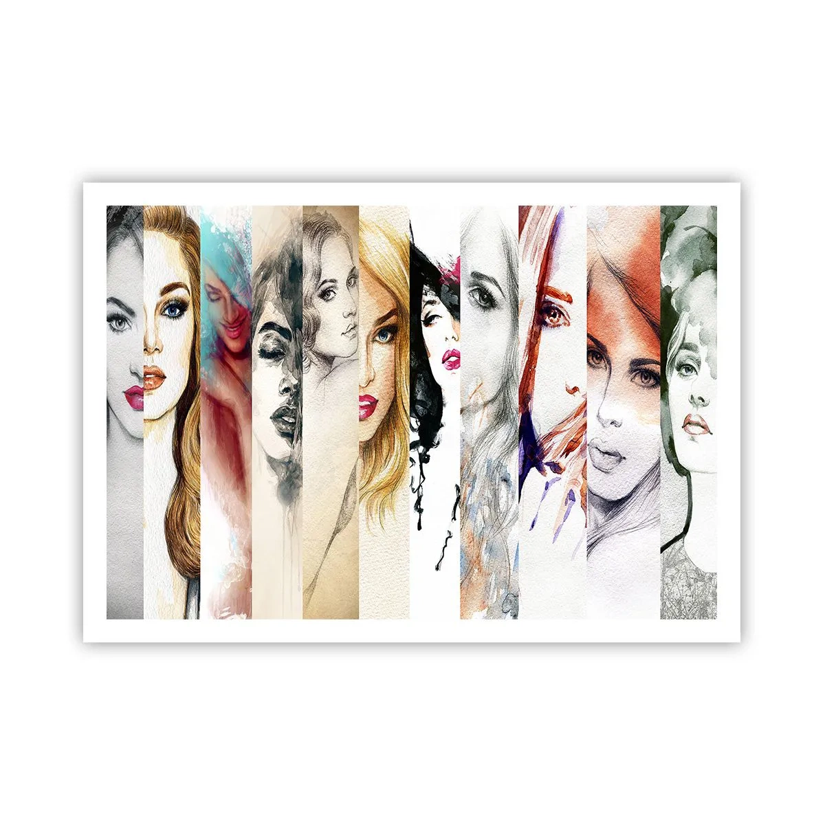 Poster - Una raccolta di ritratti di donne in vari stili artistici. - 100x70cm - E sei sempre tu - Decorazione murale moderna per soggiorno e camera da letto ARTTOR