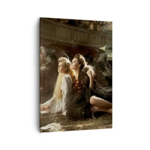 Quadro su tela - Stampe su Tela - Due donne in un ambiente magico con effetti di luce eterei. - 50x70cm - Ed è diventata poesia - Decorazione murale moderna per soggiorno e camera da letto ARTTOR