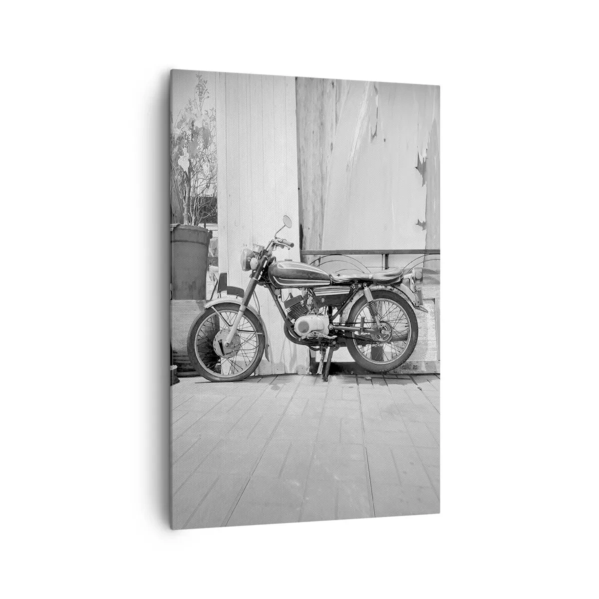 Quadro su tela - Stampe su Tela - Foto in bianco e nero di una motocicletta classica - 80x120cm - La classicità sopra a tutto - Decorazione murale moderna per soggiorno e camera da letto ARTTOR