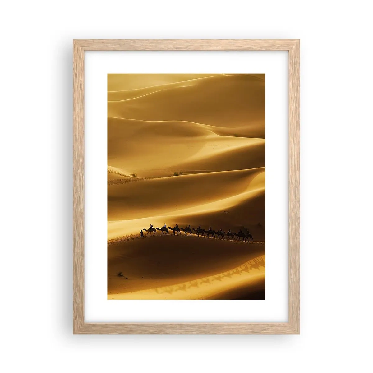 Poster in cornice rovere chiaro - La carovana sulle onde del deserto - 30x40 cm