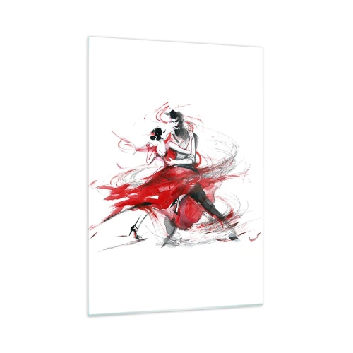 Quadro su vetro - Una coppia di ballerini in una danza dinamica ad acquerello - 50x70cm - Tango: il ritmo della passione - Decorazione murale moderna per soggiorno e camera da letto ARTTOR
