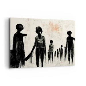 Quadro su tela - Stampe su Tela - Figure in una composizione monocromatica su uno sfondo chiaro - 120x80cm - Contro la solitudine - Decorazione murale moderna per soggiorno e camera da letto ARTTOR