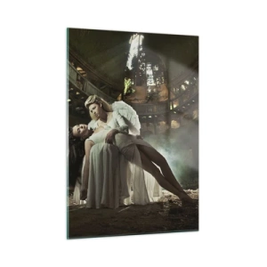 Quadro su vetro - Una figura angelica che tiene in braccio una donna tra le rovine di un edificio - 50x70cm - Lo spirito dell'antico teatro - Decorazione murale moderna per soggiorno e camera da letto ARTTOR
