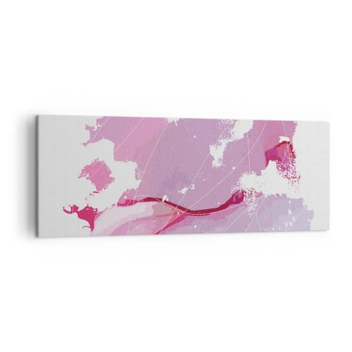 Quadro su tela - Stampe su Tela - Mappa del mondo astratta nei toni del rosa - 140x50cm - Mappa del mondo rosa - Decorazione murale moderna per soggiorno e camera da letto ARTTOR