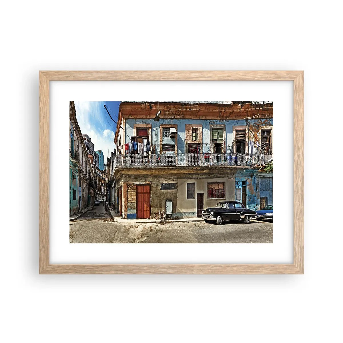 Poster in cornice rovere chiaro - Atmosfera dell'Avana - 40x30 cm