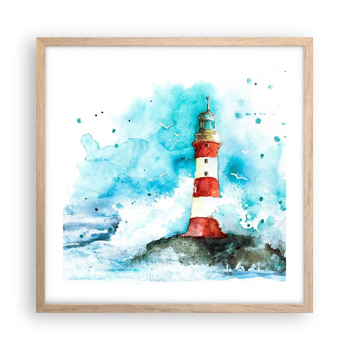 Poster in cornice rovere chiaro - L'unità dei quattro elementi - 50x50 cm