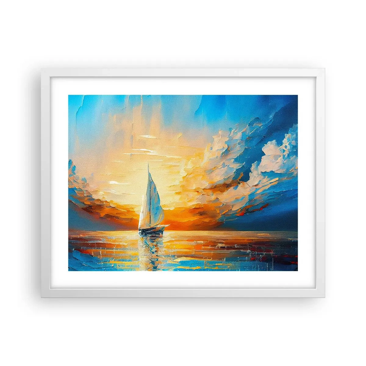 Poster in cornice bianca - Navigando nell'oro - 50x40 cm
