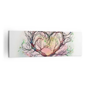 Quadro su tela - Stampe su Tela - Un albero a forma di cuore su uno sfondo di delicati colori pastello - 160x50cm - Insieme contro le tempeste - Decorazione murale moderna per soggiorno e camera da letto ARTTOR