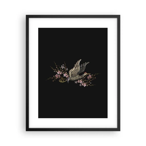 Poster in cornice nera - Uccello esotico ricamato - 40x50 cm