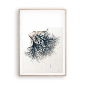 Poster in cornice rovere chiaro - In ascolto del sussurro dell'albero - 70x100 cm